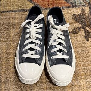 Chuck 70 Suede Ox Sneakers in Dark Silver Glitter size 9 women/7 men